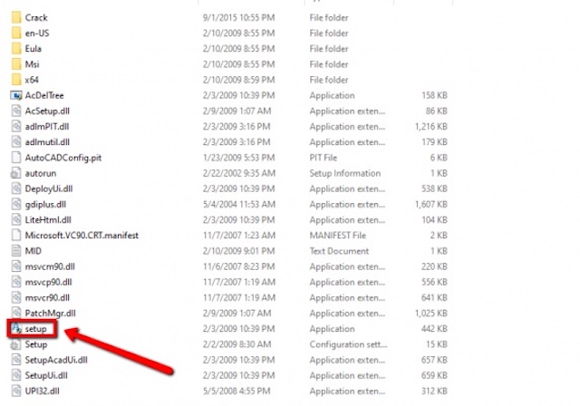 Nhấn vào file AutoCAD 2010-64bit và chọn Setup